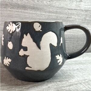Fall Squirrel Leaf Design Coffee Cup/Mug Gray & Cream